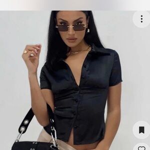 Elegant Black Satin Women's Top